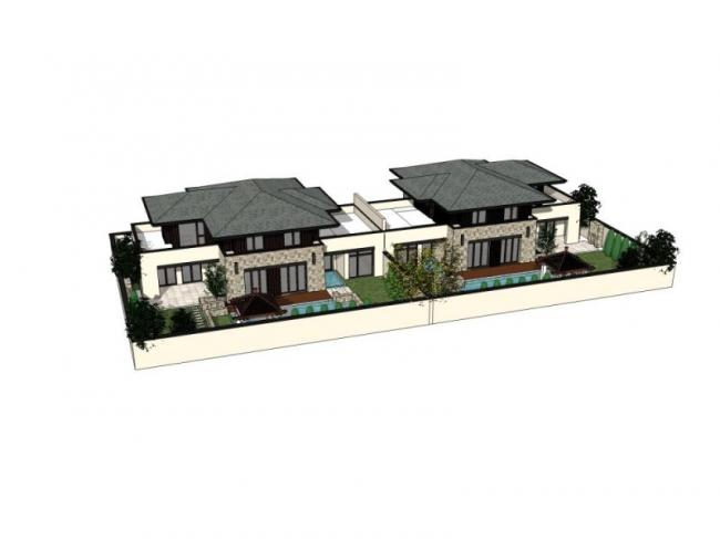 Sketchup别墅模型|双拼别墅，现代风格