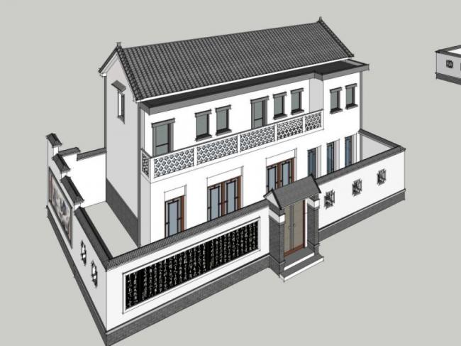 Sketchup别墅模型|独栋别墅，现代中式风格