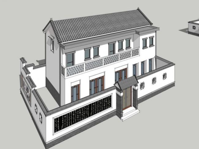 Sketchup别墅模型|独栋别墅，现代中式风格