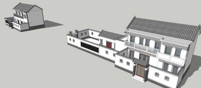 Sketchup别墅模型|独栋别墅，现代中式风格