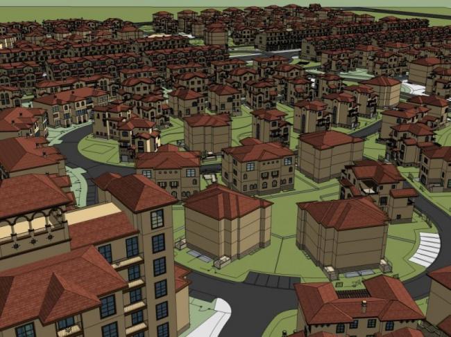 Sketchup别墅模型|别墅群，古典风格