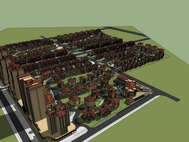 Sketchup别墅模型|别墅群，古典风格