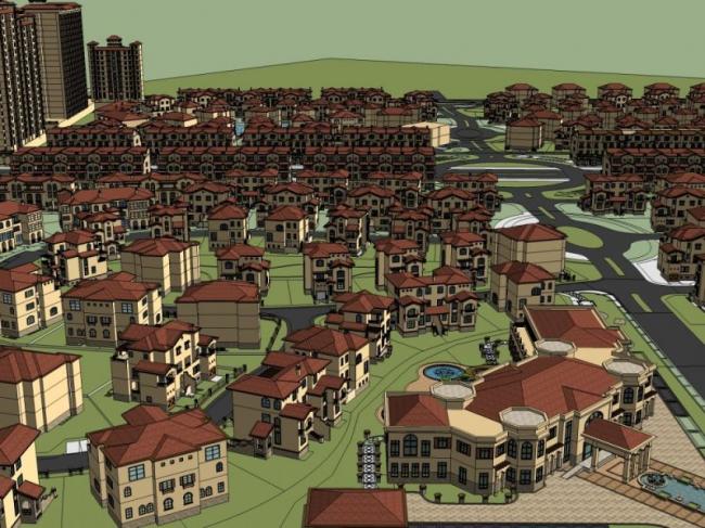 Sketchup别墅模型|别墅群，古典风格
