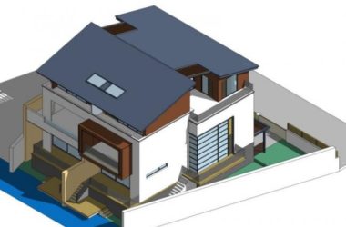 Sketchup别墅模型|双拼别墅，现代风格-BIM建筑网