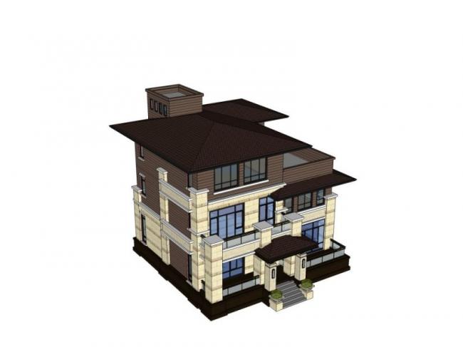 Sketchup别墅模型|独栋别墅，现代风格