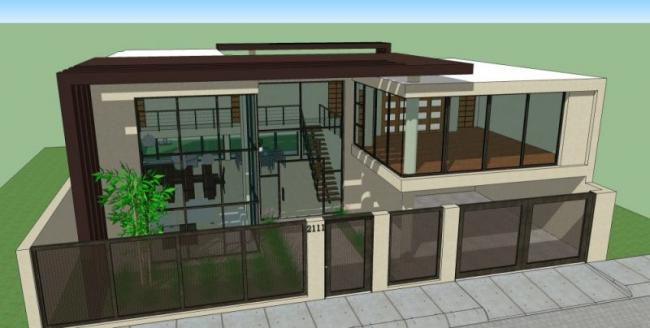 Sketchup别墅模型|独栋别墅，现代风格