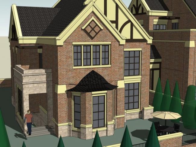 Sketchup别墅模型|联排别墅，古典风格