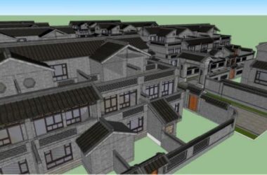 Sketchup别墅模型|别墅群，中式风格-BIM建筑网