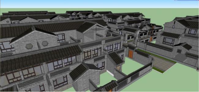 Sketchup别墅模型|别墅群，中式风格