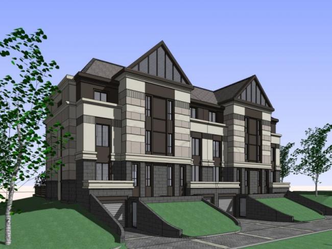 Sketchup别墅模型|联排别墅，现代风格