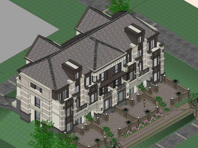 Sketchup别墅模型|联排别墅，现代风格