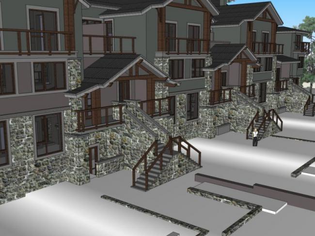 Sketchup别墅模型|联排别墅，现代风格