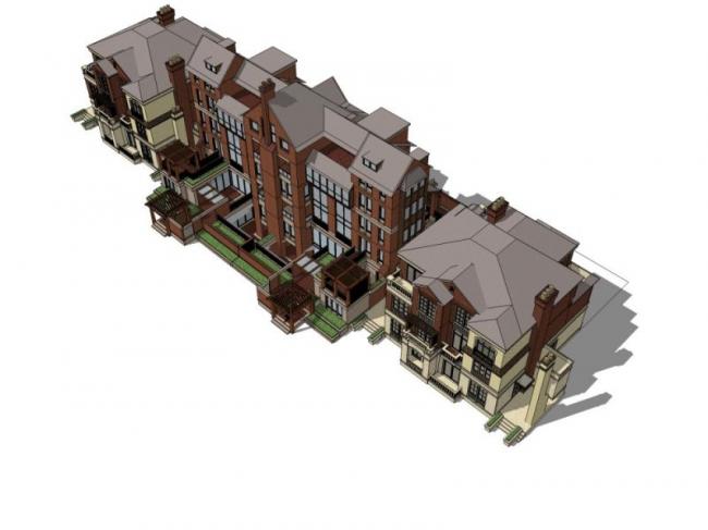 Sketchup别墅模型|联排别墅，欧式风格