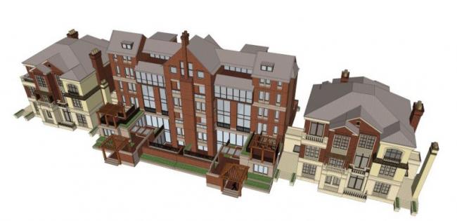 Sketchup别墅模型|联排别墅，欧式风格