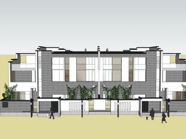 Sketchup别墅模型|联排别墅，中式风格