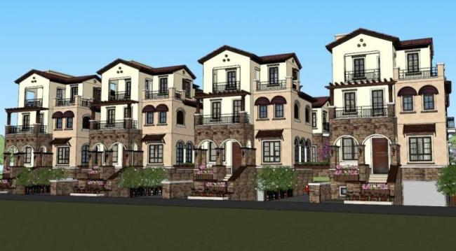 Sketchup别墅模型|联排别墅，古典风格，托斯卡纳风格