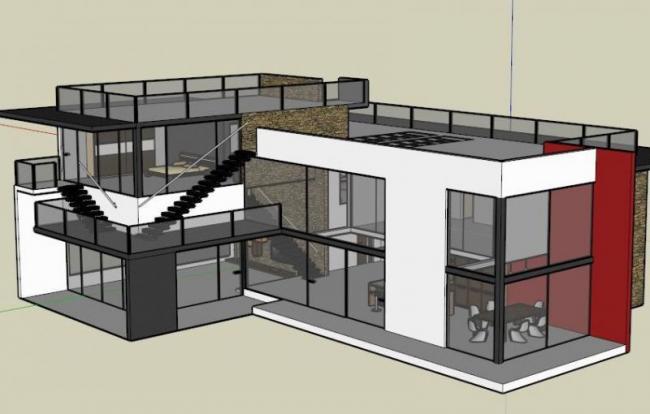 Sketchup别墅模型|独栋别墅，现代风格