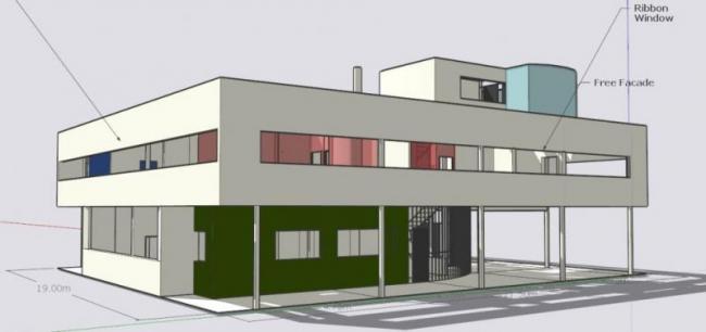 Sketchup别墅模型|独栋别墅，萨伏伊别墅，柯布西耶，现代风格