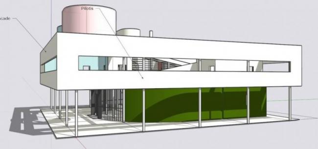 Sketchup别墅模型|独栋别墅，萨伏伊别墅，柯布西耶，现代风格
