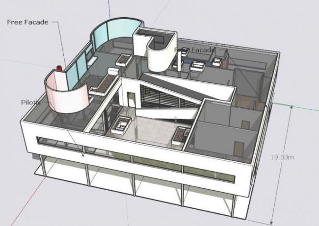 Sketchup别墅模型|独栋别墅，萨伏伊别墅，柯布西耶，现代风格