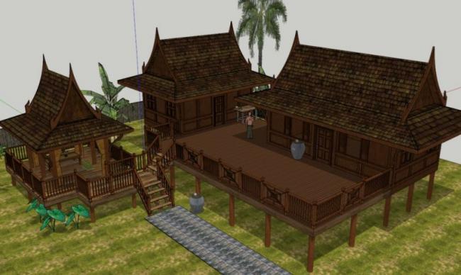 Sketchup别墅模型|度假小木屋，现代风格