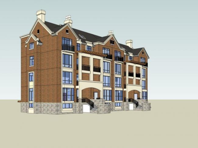 Sketchup别墅模型|联排别墅，现代风格