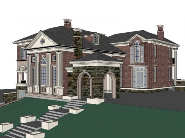 Sketchup别墅模型|独栋别墅，古典风格