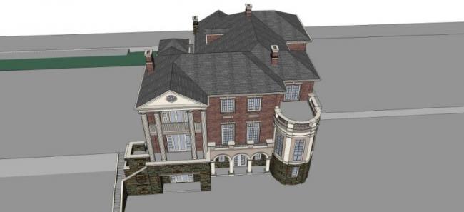 Sketchup别墅模型|独栋别墅，古典风格