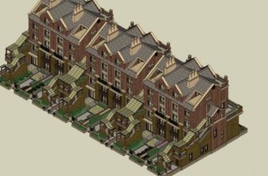 Sketchup别墅模型|联排别墅，英式风格-BIM建筑网