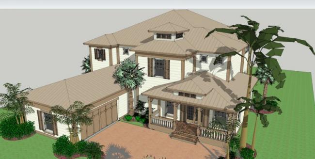 Sketchup别墅模型|独栋别墅，现代风格