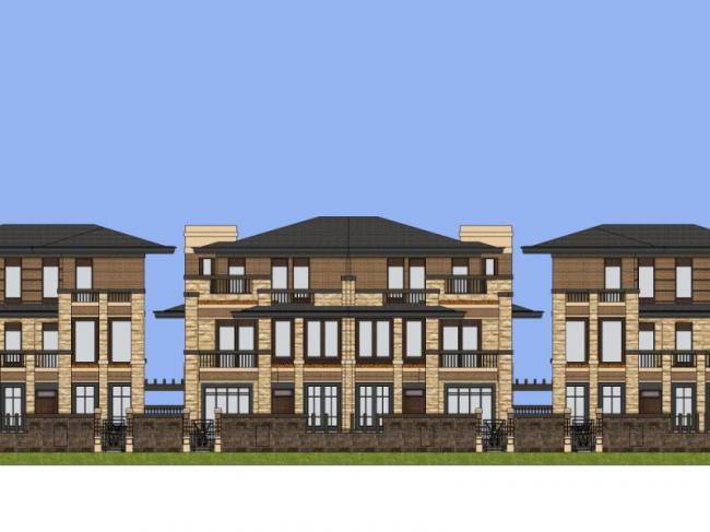 Sketchup别墅模型|双拼别墅，现代风格