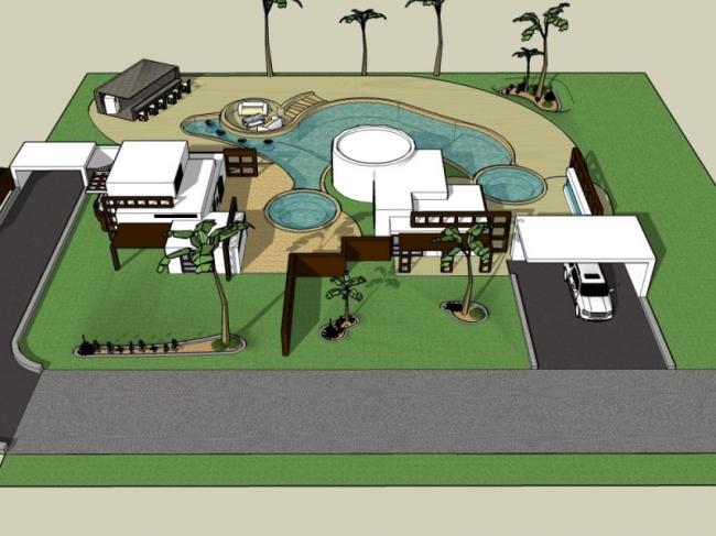 Sketchup别墅模型|独栋别墅，现代风格