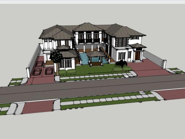 Sketchup别墅模型|独栋别墅，中式风格