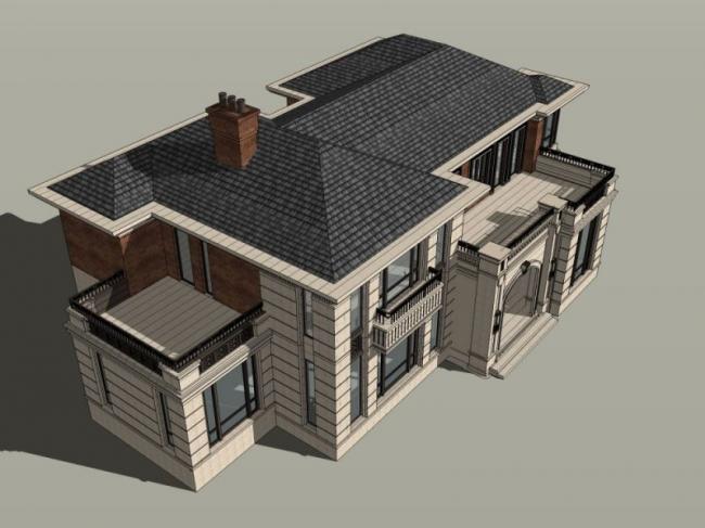 Sketchup别墅模型|独栋别墅，现代风格