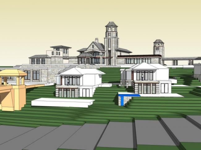 Sketchup别墅模型|叠拼别墅，现代风格
