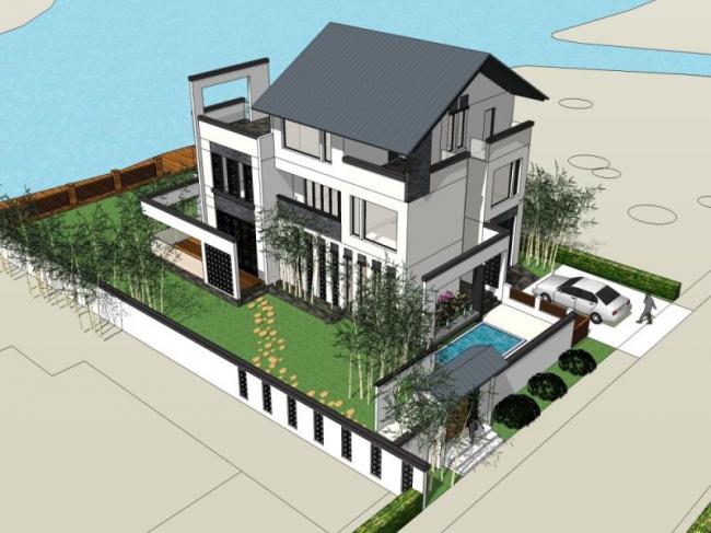 Sketchup别墅模型|独栋别墅，现代风格