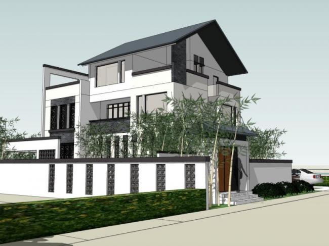 Sketchup别墅模型|独栋别墅，现代风格