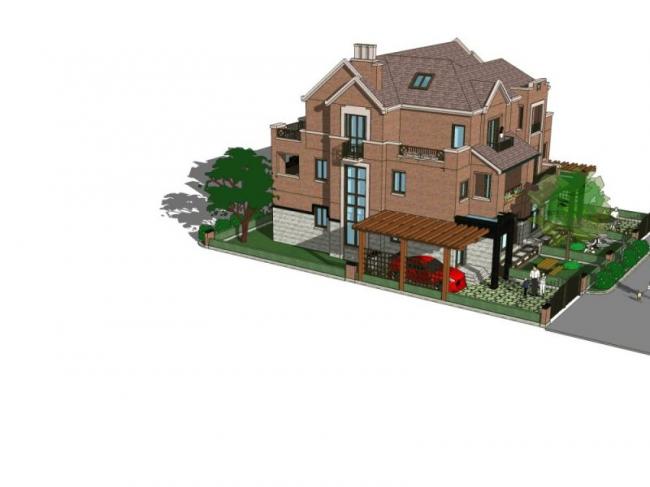 Sketchup别墅模型|独栋别墅，古典风格