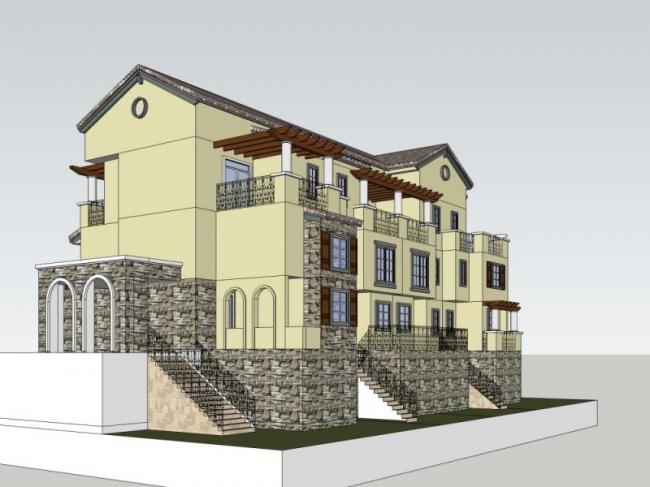 Sketchup别墅模型|叠拼别墅，现代风格