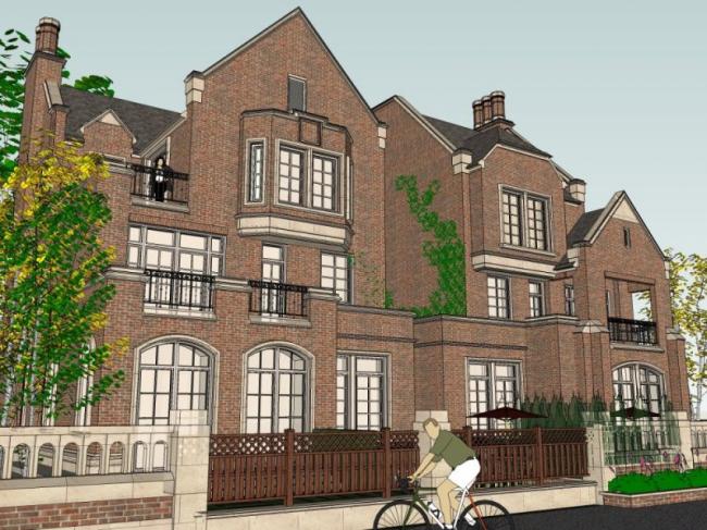 Sketchup别墅模型|双拼别墅，古典风格