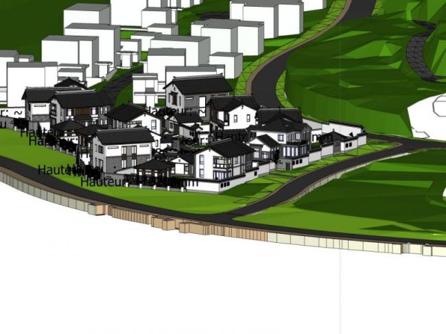 Sketchup别墅模型|别墅群，中式风格