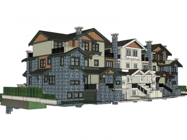 Sketchup别墅模型|联排别墅，北美风格