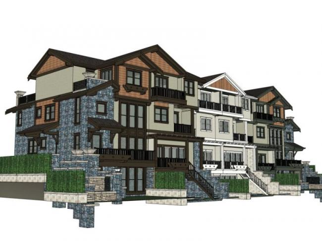 Sketchup别墅模型|联排别墅，北美风格