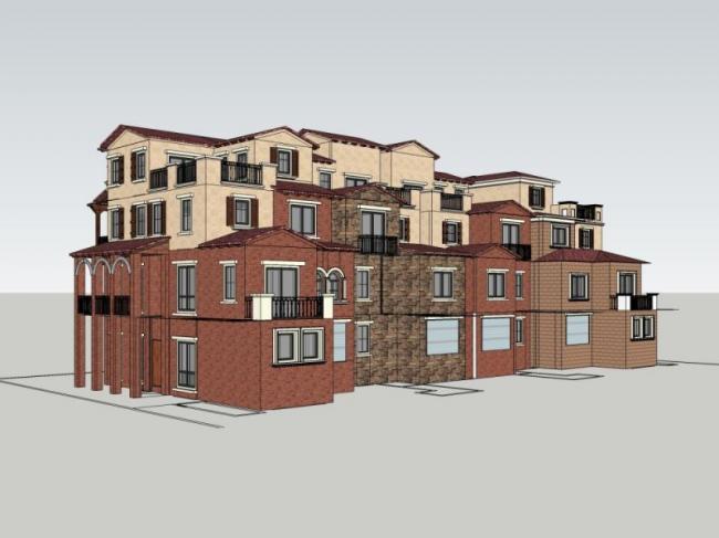 Sketchup别墅模型|叠拼别墅，现代风格