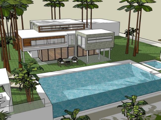 Sketchup别墅模型|独栋别墅，现代风格