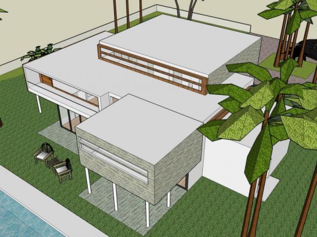 Sketchup别墅模型|独栋别墅，现代风格