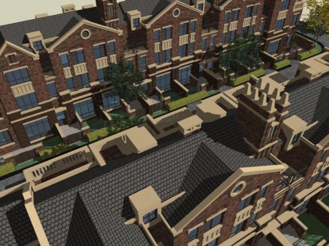 Sketchup别墅模型|联排别墅，古典风格