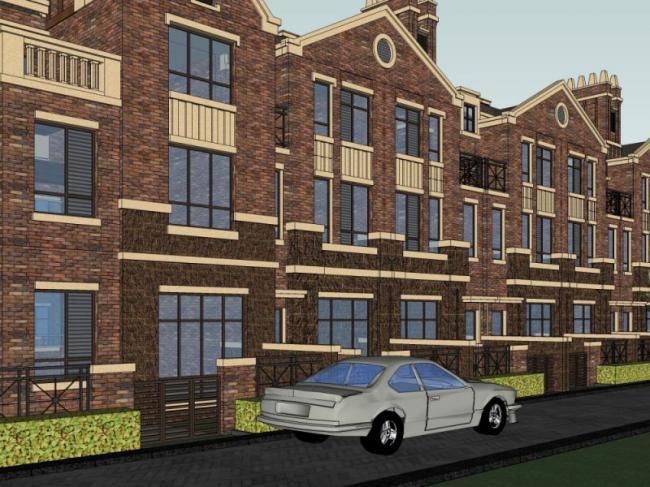 Sketchup别墅模型|联排别墅，古典风格