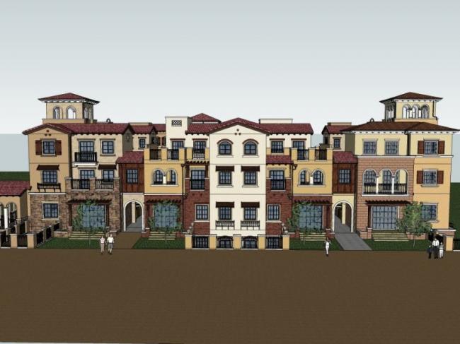 Sketchup别墅模型|别墅群，叠拼，现代风格