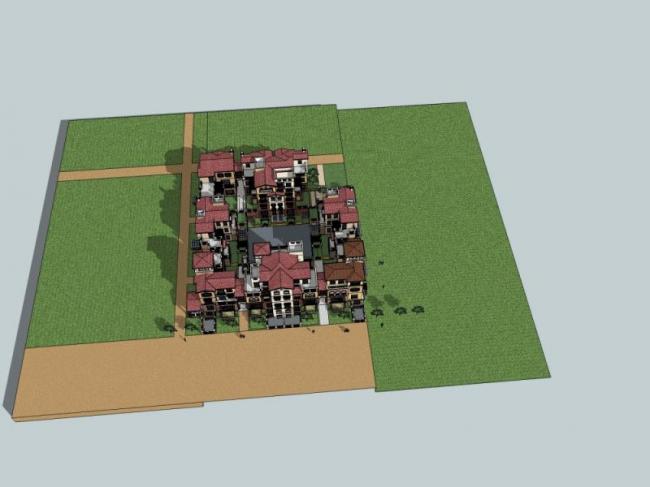 Sketchup别墅模型|别墅群，叠拼，现代风格